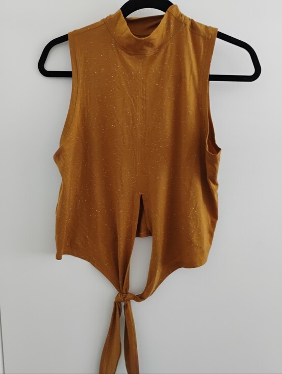 Tops - Women’s Gold Speckled Tie-Front Tank Top